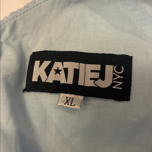 Katie J NYC JUNIOR DELILAH DRESS Light Blue Puff Sleeve- Juniors - Size XL - Picture 2 of 5